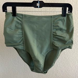 Aerie High Waisted Full Coverage Bikini Bottoms Green